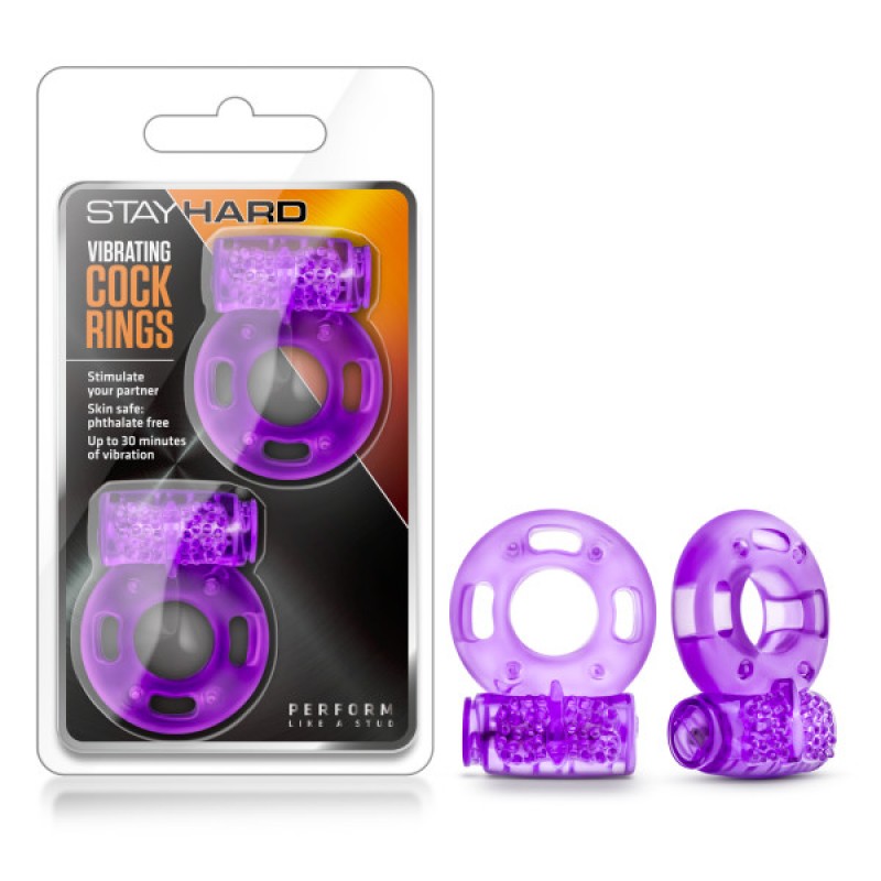 Stay Hard Vibrating Cock Rings - Purple (2 Pack)